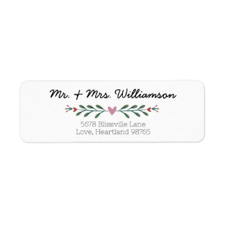 Romantic Cute Bröllop Returetiketter Returadress Etikett