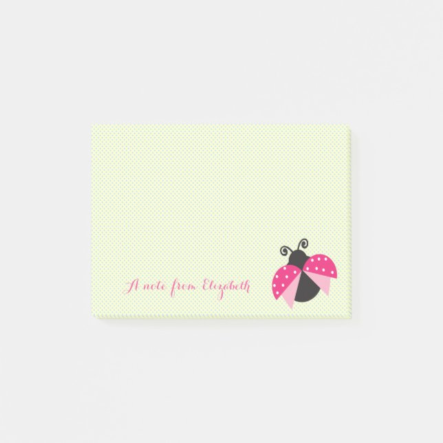 Romantic Cute Loely Snyggt,Polka dots,Ladybug Post-it Block (Framsida)