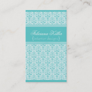 Romantic Damask Affärskort, Turquise Visitkort