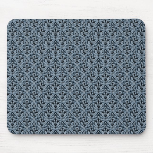 Romantic Damask Mousepad, Blue Musmatta (Framsidan)