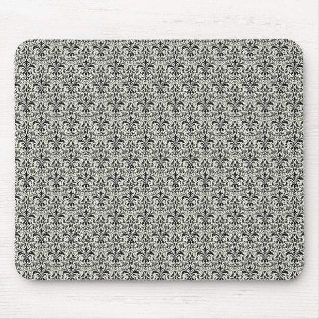 Romantic Damask Mousepad, Grått Musmatta (Framsidan)
