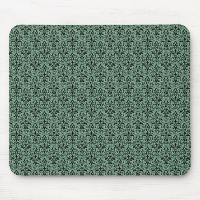 Romantic Damask Mousepad, Klöver Grönten Musmatta (Framsidan)