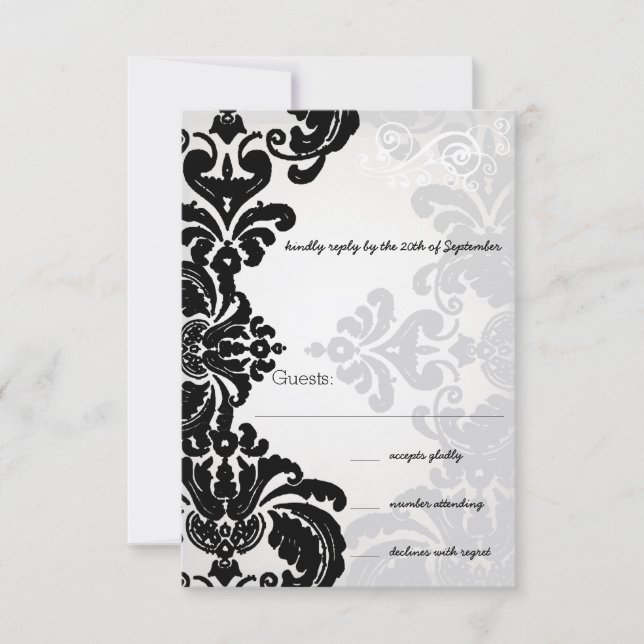 Romantic Damask Shadows Damask Wedding OSA Kort (Framsida)
