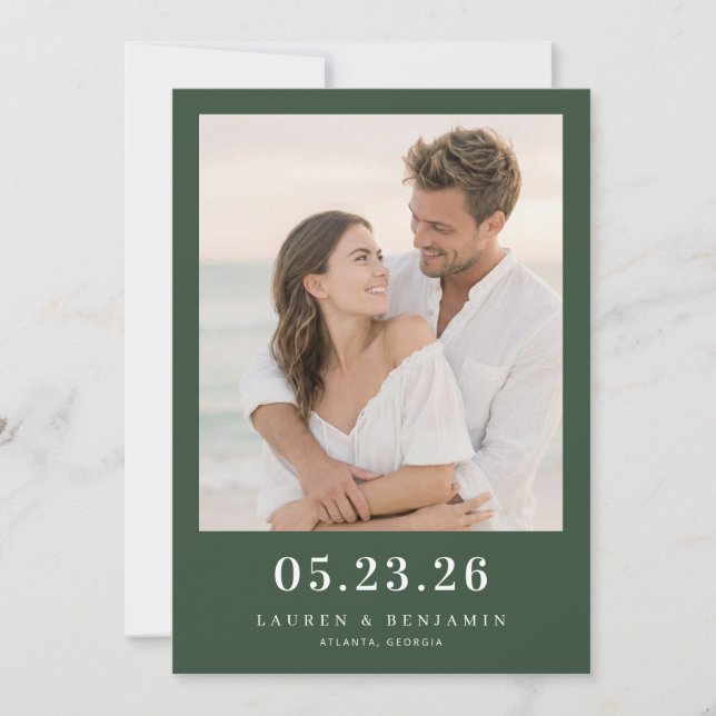 Romantic Dark Green Photo Spara Datumet (Framsida)