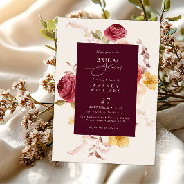 Romantic Deep Burgundy Floral Bridal Shower Inbjudningar