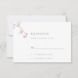 Romantic Delicate Blush Floral Wedding RSVP Card OSA Kort