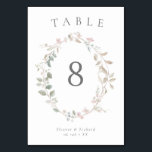 Romantic Delicate Blush Floral Wreath Wedding Bordsnummer<br><div class="desc">Romantic delicate blush floral wreath wedding table number. Personalize with your names and wedding date.</div>