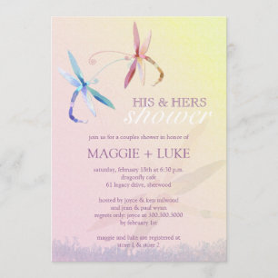 Romantic Dragonfly Hans & Hers Par Shower Inbjudningar