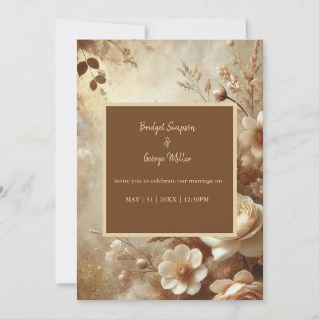 Romantic Dreamy ivory Blommigt Bröllop Inbjudningar (Framsida)