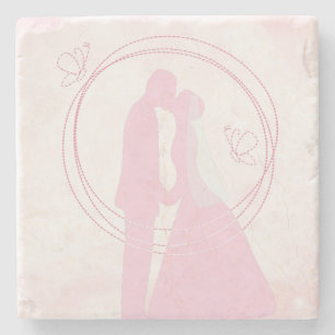 Romantic Dreamy Rosa Bröllop par Underlägg Sten