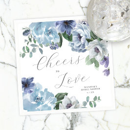 Romantic Dusty Blue Blommigt Möhippa Party Pappersservett