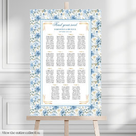 Romantic Dusty Blue Guld Boho Seatschdiagram - blå Poster
