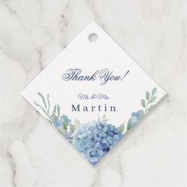 Romantic Dusty Blue Hydrangea Watercolor Wedding  Gåvor Etiketter