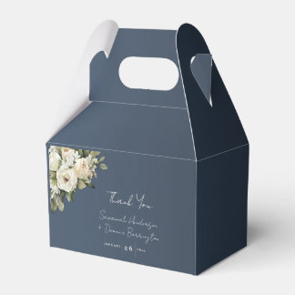 Romantic Dusty Blue Vit ros Bröllop Presentaskar