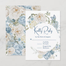 Romantic Dusty Blue Watercolor Blommigt Bröllop