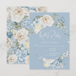 Romantic Dusty Blue Watercolor Blommigt Bröllop OSA Kort