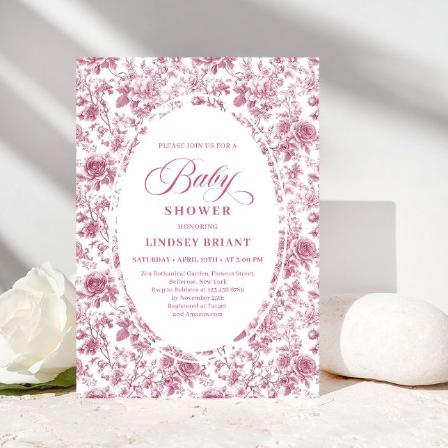 Romantic Dusty Pink Floral Roses Boho Baby Shower Inbjudningar (Romantic Dusty Pink Floral Roses Baby Shower Invite)
