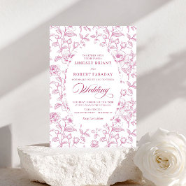 Romantic Dusty Pink Roses Pattern Wedding Invite Inbjudningar
