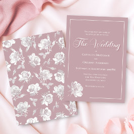 Romantic Dusty Pink White Floral Wedding Inbjudningar
