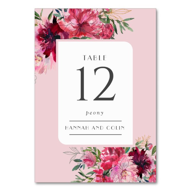 Romantic Dusty Ro Peony Modern Ram Bordsnummer (Framsidan)