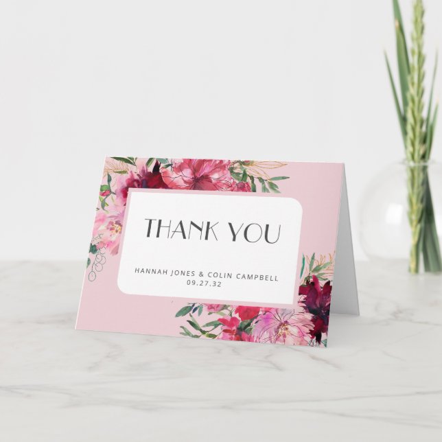 Romantic Dusty Ro Peony Modern Ram Tack Kort (Framsida)