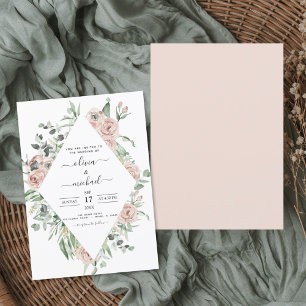Romantic Dusty Rosa Eucalyptus Bröllop Inbjudningar