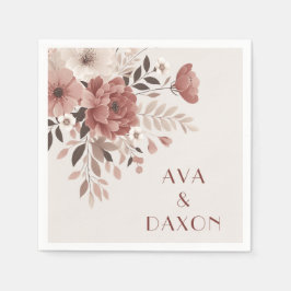 Romantic Dusty Rose & Blush Floral Wedding Pappersservett