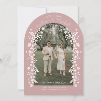 Romantic Dusty Rose Floral Arch Save the Date Inbjudningar