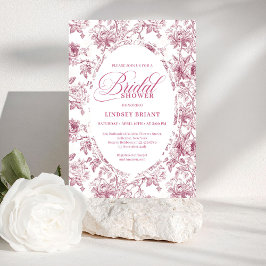 Romantic Dusty Rose Floral Toile Bridal Shower  Inbjudningar