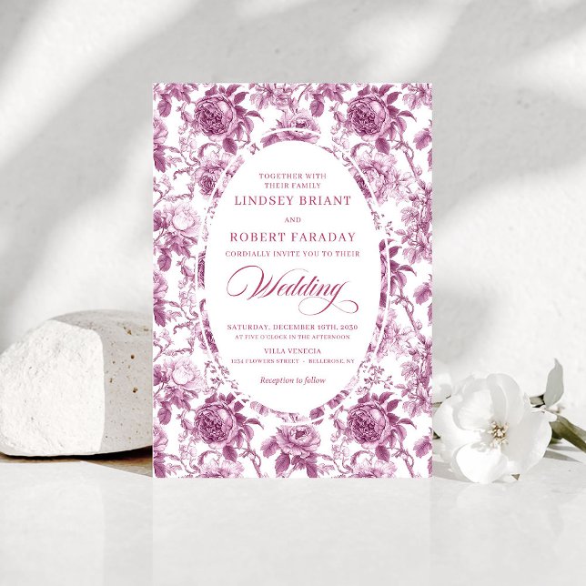 Romantic Dusty Rose Rose Pattern Wedding Invitatio Inbjudningar (Romantic Dusty Rose Rose Pattern Wedding Invitation)