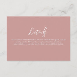 Romantic Dusty Rose Wedding Details Tilläggskort