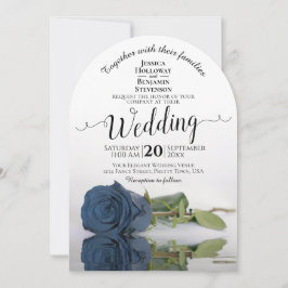 Romantic Dusty Steel Blue Ro Elegant bröllop Inbjudningar