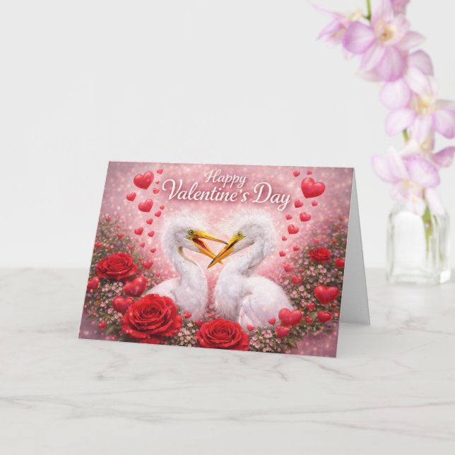 Romantic Egrets Valentine’s Day – Love & Nature Kort (Orkide)