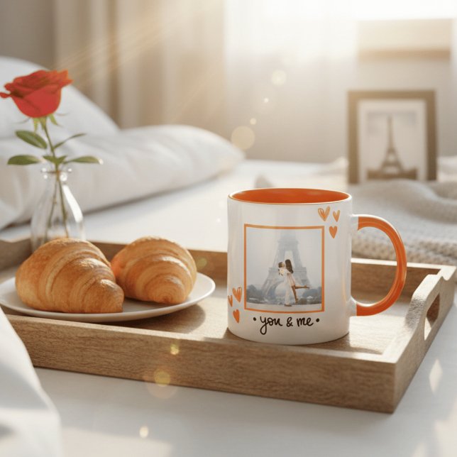 Romantic Eiffel Tower Paris Photo Template Anniver Kaffemugg (Skapare uppladdad)