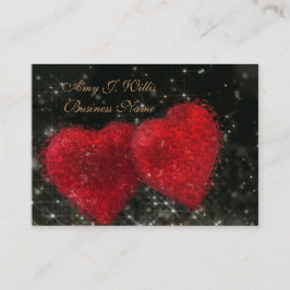 Romantic Elegant Classy Two Red Hearts Business Visitkort