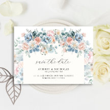 Romantic Elegant Dusty Blue Peach Florals Wedding