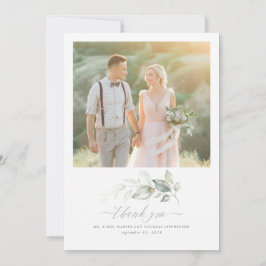 Romantic Elegant Greenery Bröllop Tack Photo Kort
