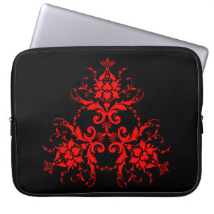 Romantic, Elegant Vintage Damask Red Goth Laptop Fodral