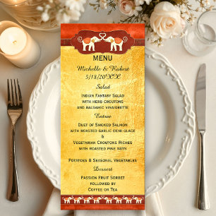 Romantic Elephants Bröllop Menu Meny