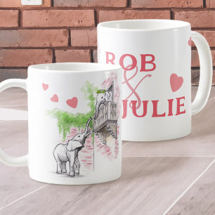 Romantic Elephants Kärlek Romeo och Juliet Ditt na Kaffemugg