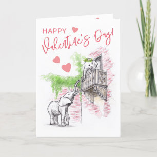 Romantic Elephants Romeo och Juliet Valentines day Helgkort