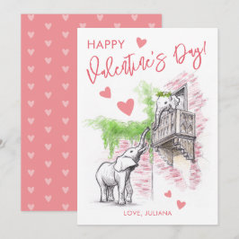 Romantic Elephants Romeo och Juliet Valentines day Julkort