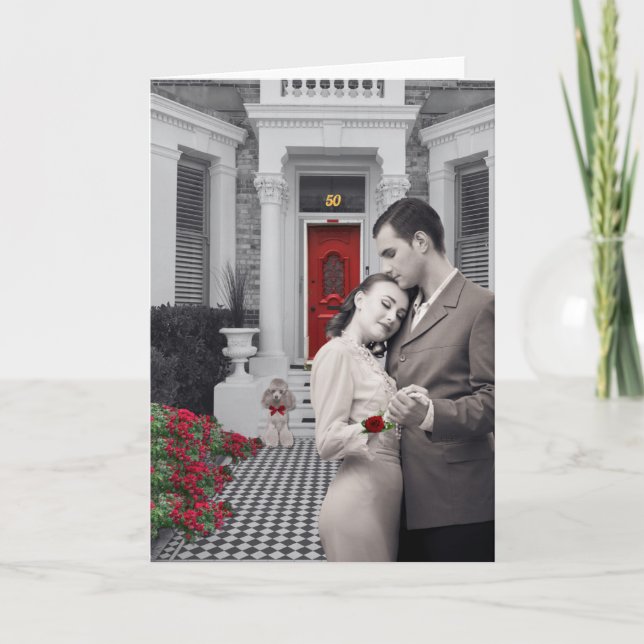 Romantic Embrace Anniversary Greeting Card Kort (Framsida)
