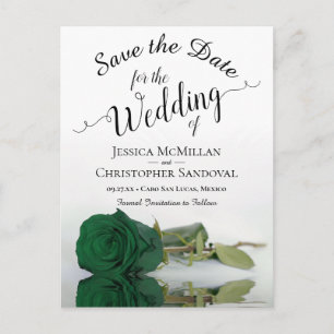 Romantic Emerald Grönt Ro Bröllop spara datum Meddelande Vykort