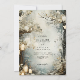 Romantic Enchanted Forest Candlelight Bröllop Inbjudningar