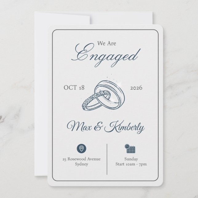 Romantic Engagement Invitations | Elegant & Modern Inbjudningar (Framsida)