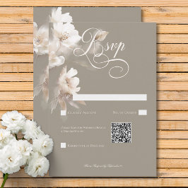 Romantic Etheral Neutralt Beige Blommigt QR-kod OSA Kort