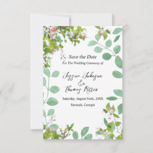 Romantic Eucalyptus Summer Bröllop spara datum Datumet