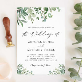 Romantic Eucalyptus Thmet Garden Wedding Inbjudningar
