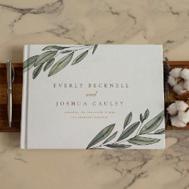 Romantic Evergreen Botanical Bröllop Gästböcker